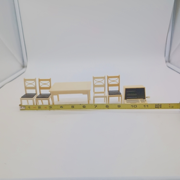 Renwal Table Set with Chairs Bonus Computer Dollhouse Furniture - Picture 5 of 5